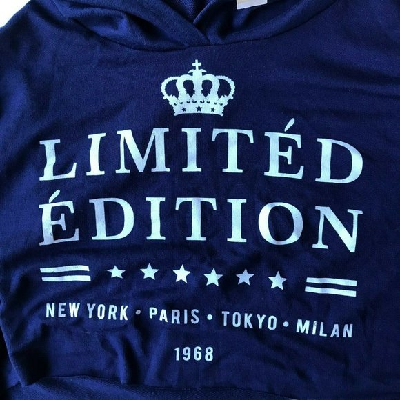 SuperNova Limited Edition Cropped Hoodie Small Navy New York Paris Tokyo… - Picture 2 of 9